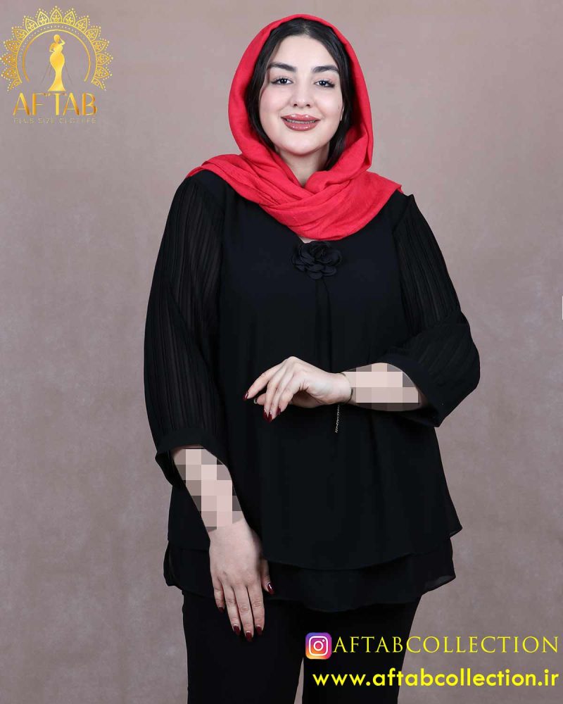 شومیز حریر آستین پلیسه سایزبزرگ