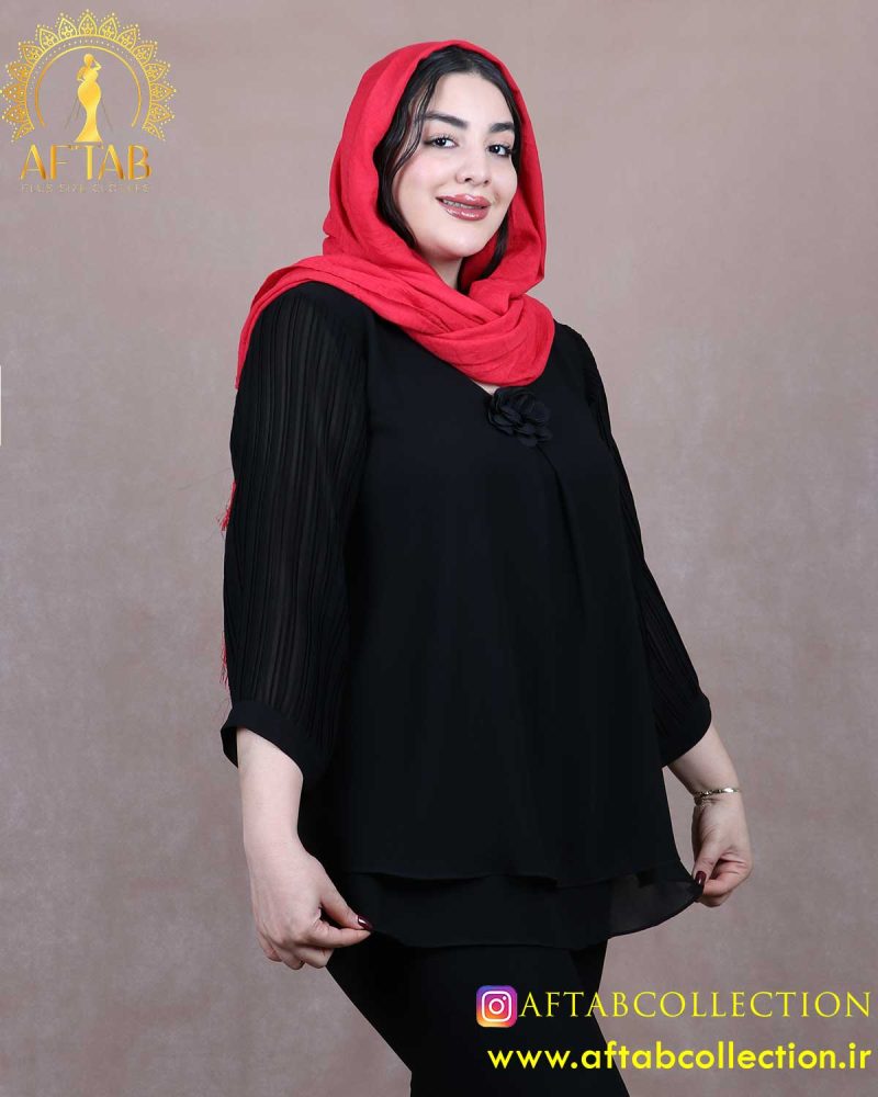 شومیز حریر آستین پلیسه سایزبزرگ