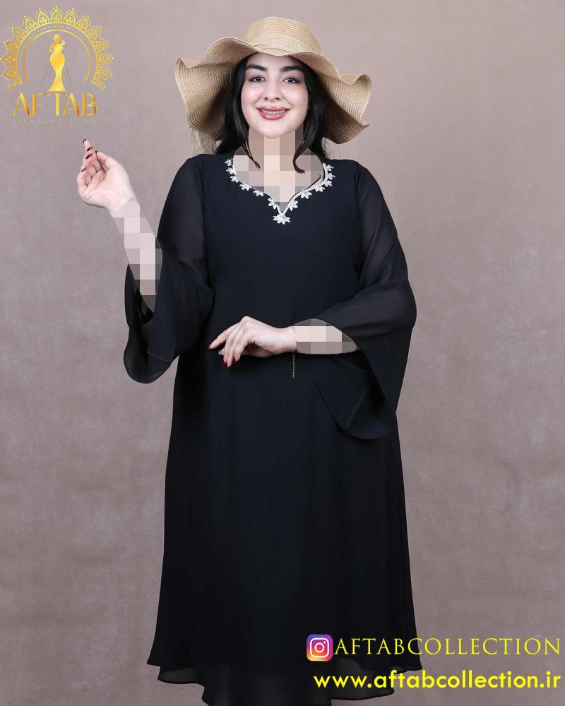 پیراهن مجلسی یقه سنگی سایزبزرگ