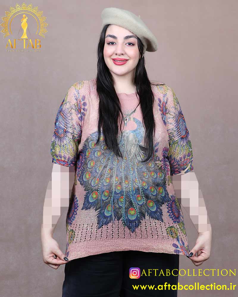 بلوز بافت کشمیر طاووسی سایزبزرگ