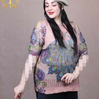 بلوز بافت کشمیر طاووسی سایزبزرگ