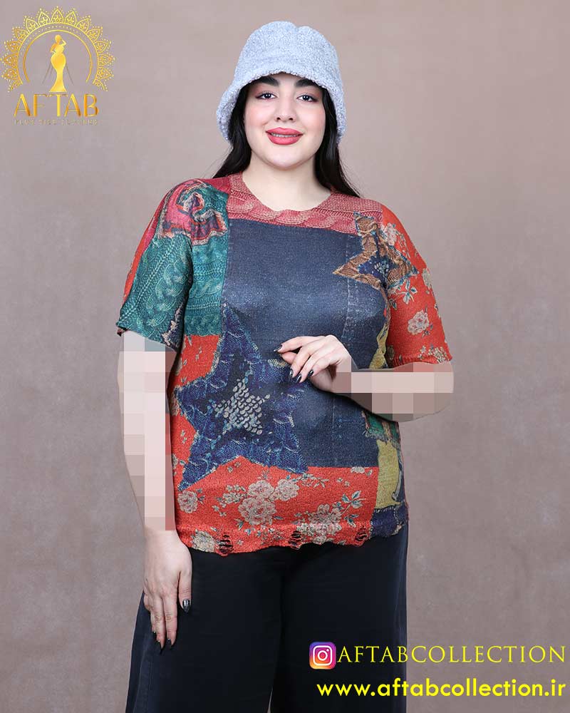 بلوز بافت کشمیر کوتاه سایزبزرگ
