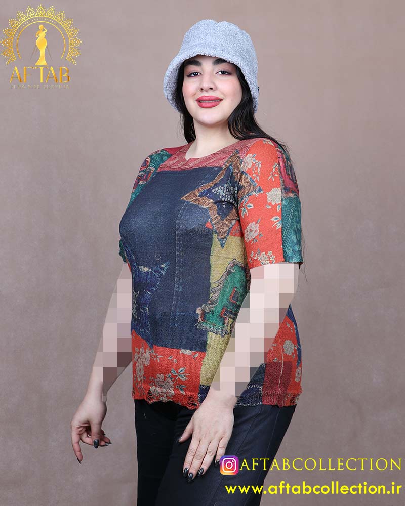 بلوز بافت کشمیر کوتاه سایزبزرگ