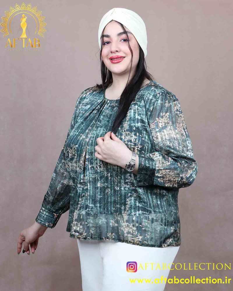 شومیز طرحدار پلیسه سایزبزرگ