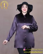 شومیز ساتن جلو دکمه رنگی سایزبزرگ
