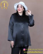 شومیز ساتن جلو دکمه رنگی سایزبزرگ
