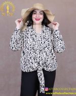 شومیز ساتن طرحدار گره حلقه سایزبزرگ