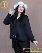 شومیز ساتن ساده گره حلقه سایزبزرگ