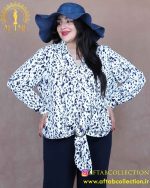 شومیز ساتن طرحدار گره حلقه سایزبزرگ