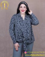 شومیز ساتن طرحدار گره حلقه سایزبزرگ