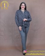 شومیز ساتن طرحدار گره حلقه سایزبزرگ