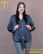 شومیز ساتن ساده گره حلقه سایزبزرگ