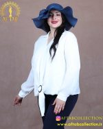 شومیز ساتن ساده گره حلقه سایزبزرگ