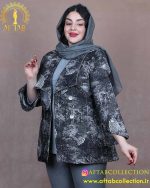 مانتو ژاکارد یقه آمریکایی سایزبزرگ