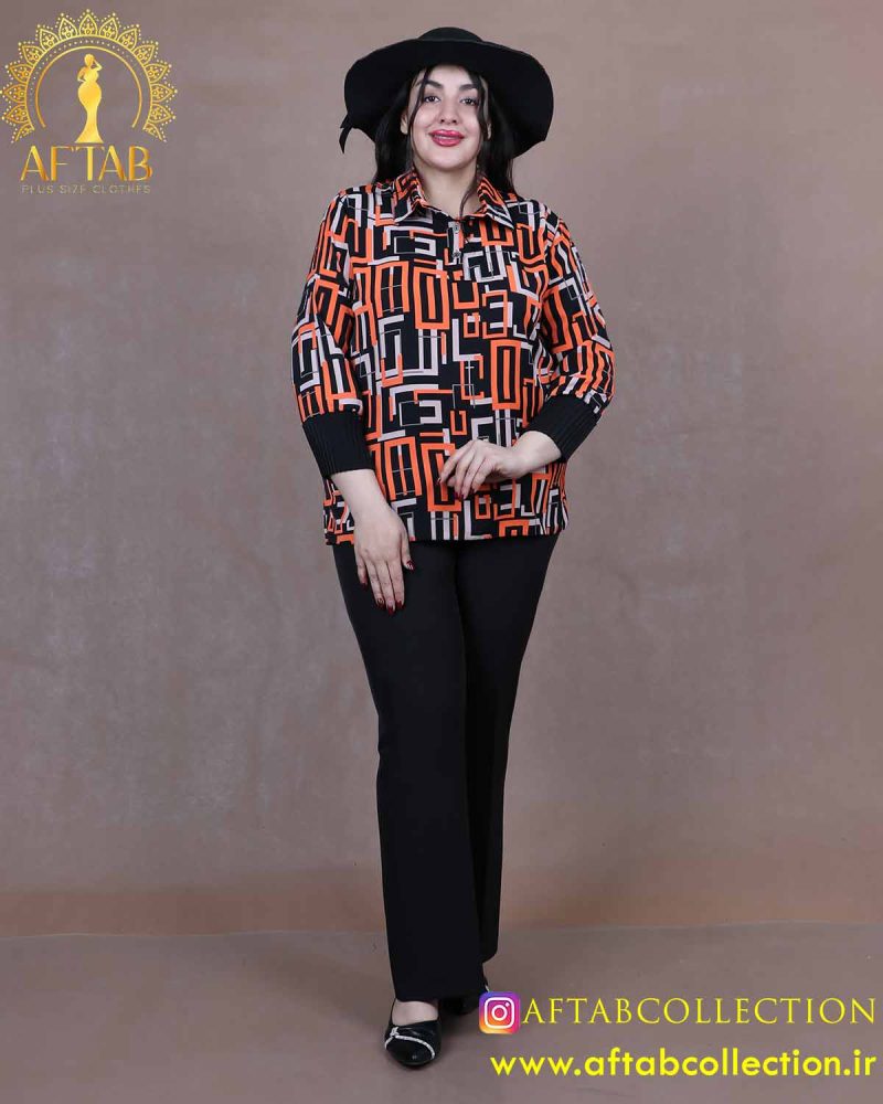 شومیز طرحدار مچ پلیسه سایزبزرگ