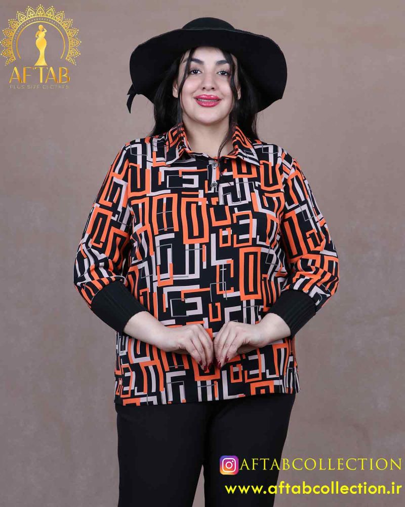 شومیز طرحدار مچ پلیسه سایزبزرگ