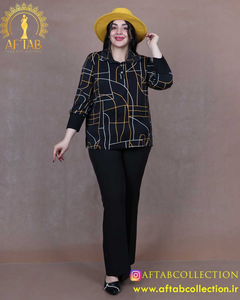 شومیز طرحدار مچ پلیسه سایزبزرگ