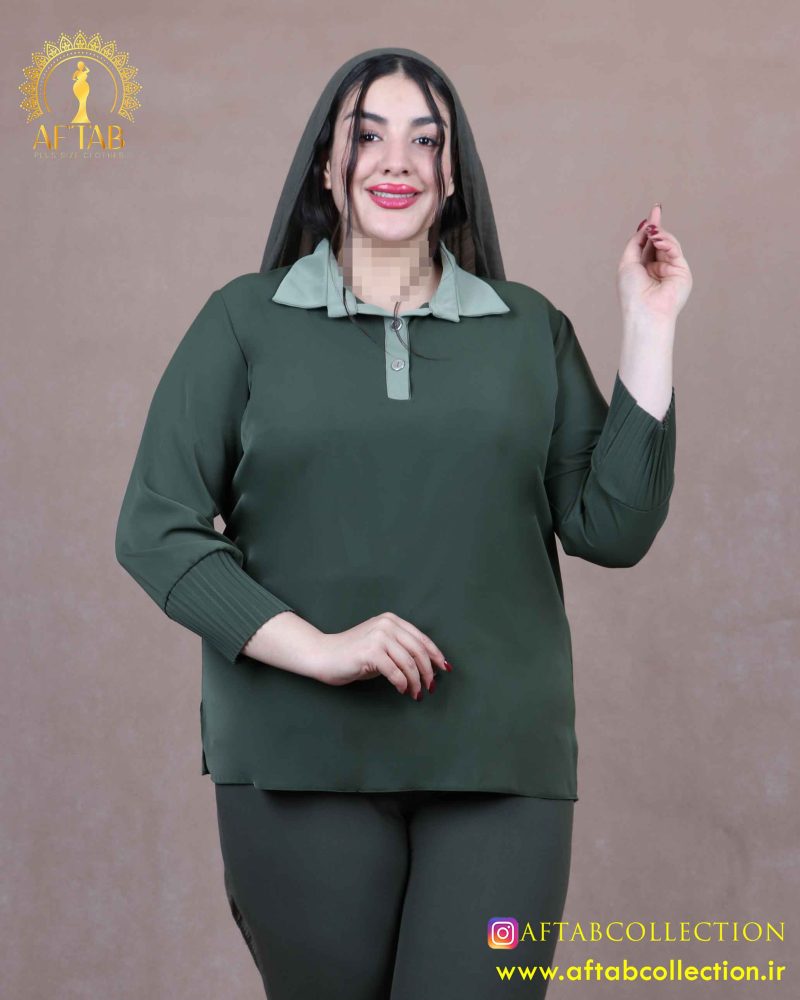 شومیز ساده مچ پلیسه سایزبزرگ