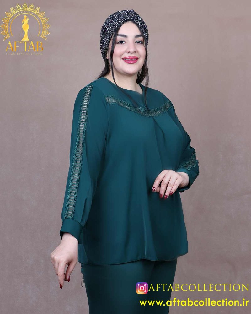 شومیز جلو پیله خرجکار گیپور سایزبزرگ
