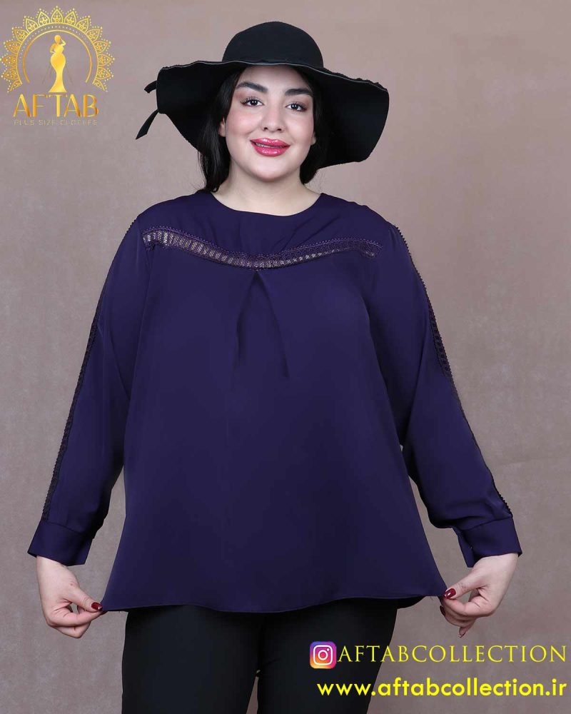 شومیز جلو پیله خرجکار گیپور سایزبزرگ 6477 - Image 6