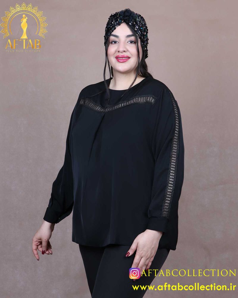 شومیز جلو پیله خرجکار گیپور سایزبزرگ