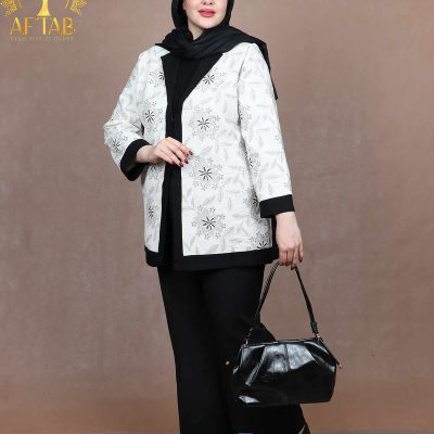 مانتو یقه انگلیسی قیطون دوزی سایزبزرگ