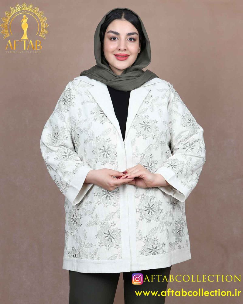 مانتو یقه انگلیسی قیطون دوزی سایزبزرگ