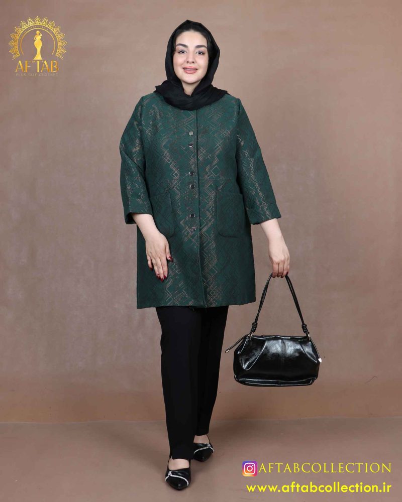 مانتو ژاکارد جفت دکمه سایزبزرگ