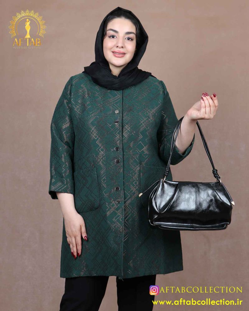 مانتو ژاکارد جفت دکمه سایزبزرگ