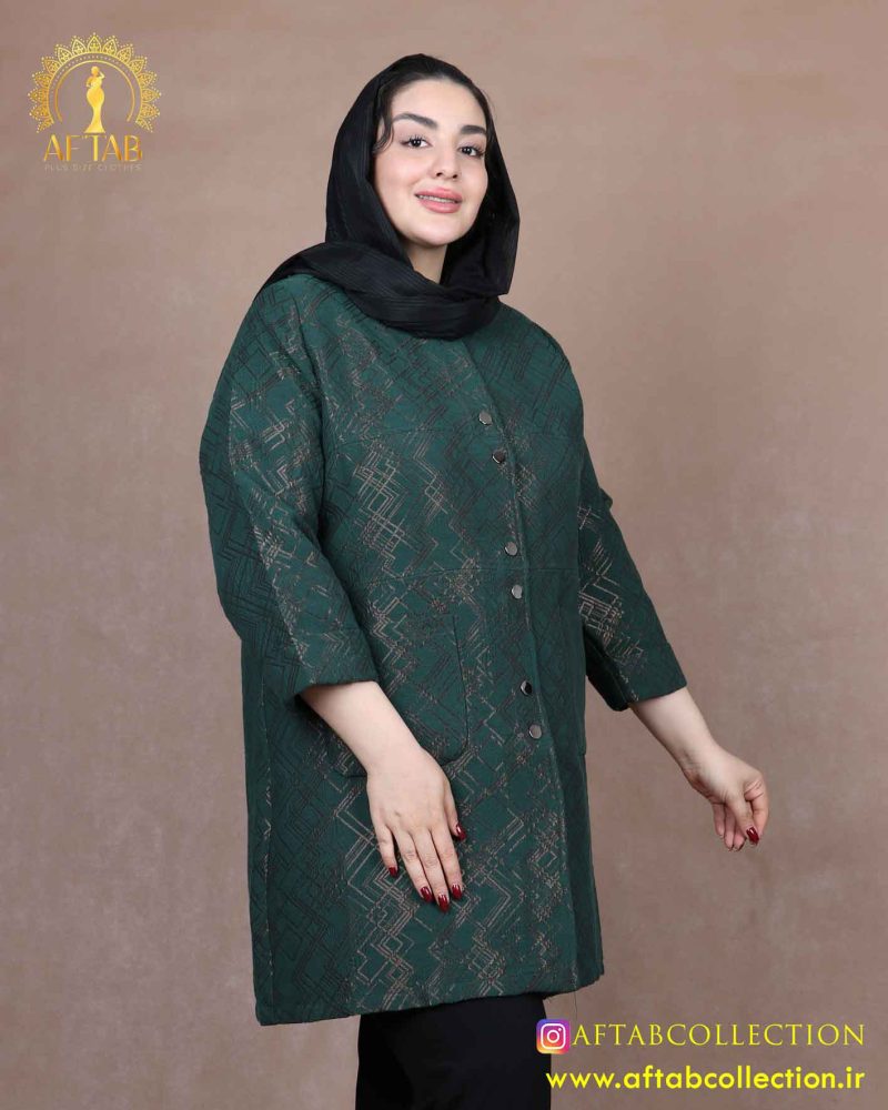 مانتو ژاکارد جفت دکمه سایزبزرگ