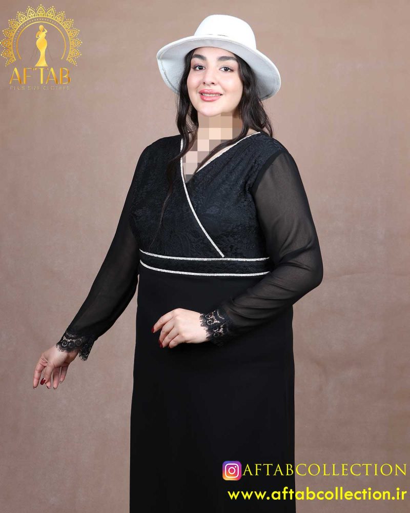 پیراهن مجلسی دانتل حریر سایزبزرگ