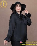 شومیز ساتن یقه پاپیون سایزبزرگ مشکی