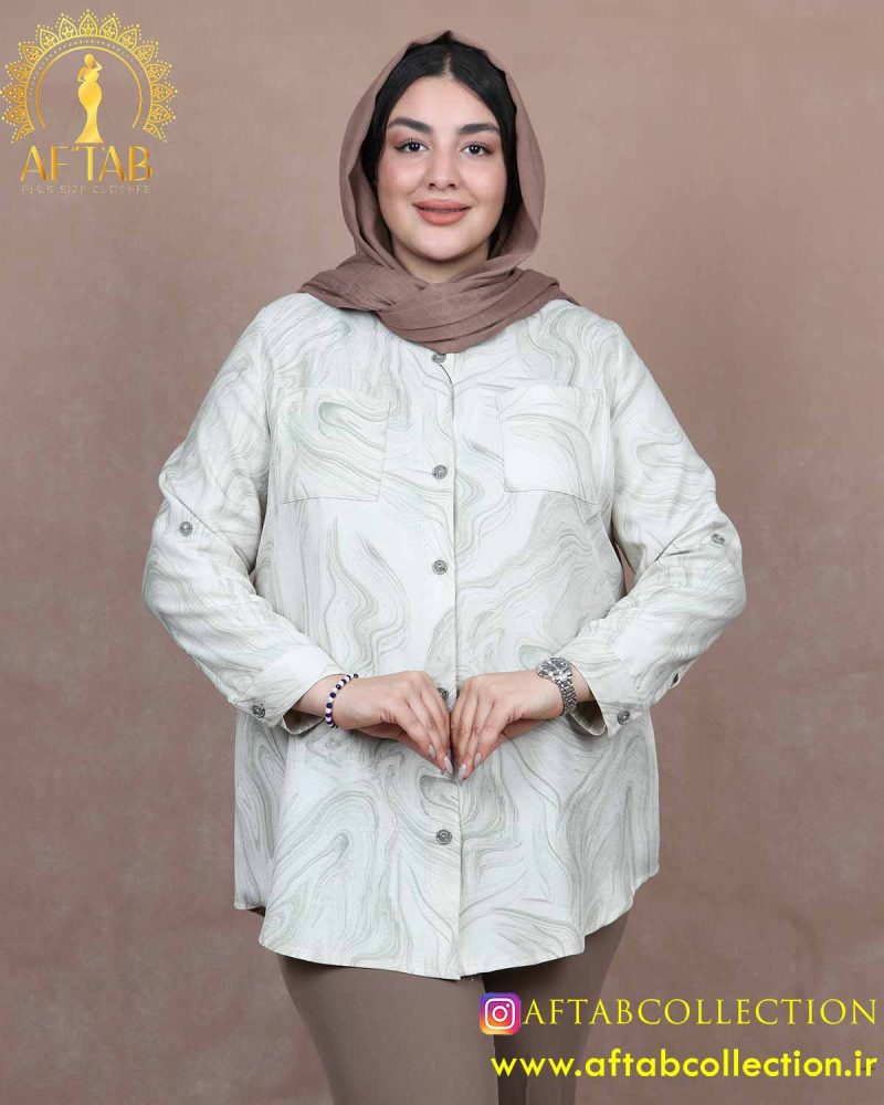 مانتو یقه دیپلمات آبرنگی سایزبزرگ