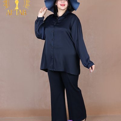 شومیز ساتن یقه مردانه سایزبزرگ
