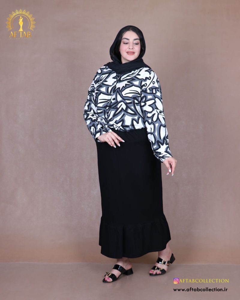 دامن لنین پایین چین سایزبزرگ