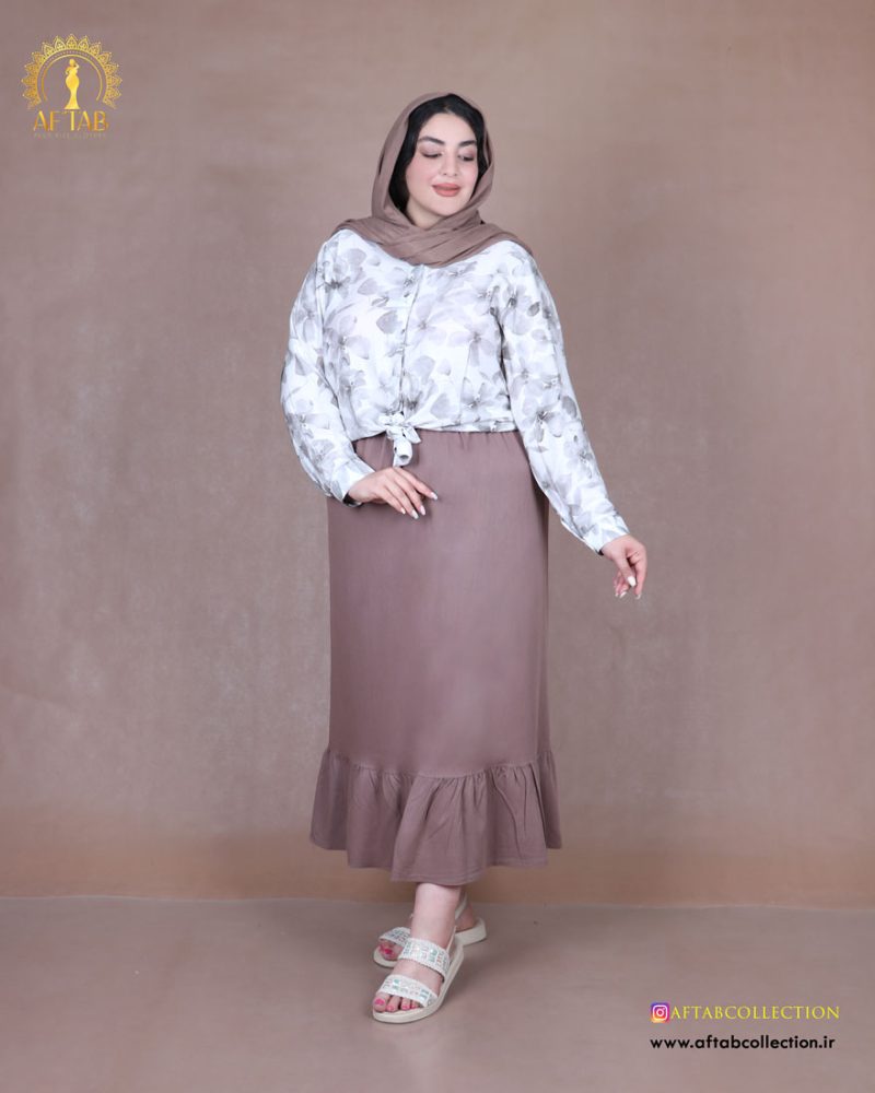 دامن لنین پایین چین سایزبزرگ
