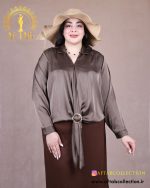 شومیز ساتن حلقه دیپلمات سایزبزرگ نما نزدیک