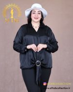 شومیز ساتن حلقه دیپلمات سایزبزرگ نما جلو