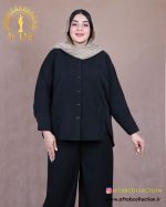 مانتو مودال چاکدار سایزبزرگ مشکی