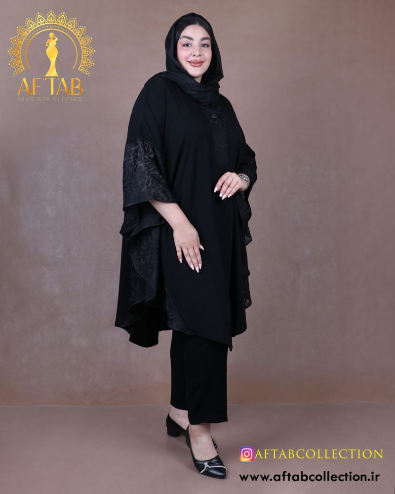 مانتو پانچ گیپور مطلسی سایزبزرگ راحت
