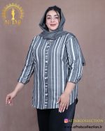 مانتو لنین راه راه طوسی تیره سایزبزرگ