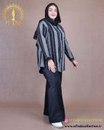 مانتو راه راه مشکی سایزبزرگ