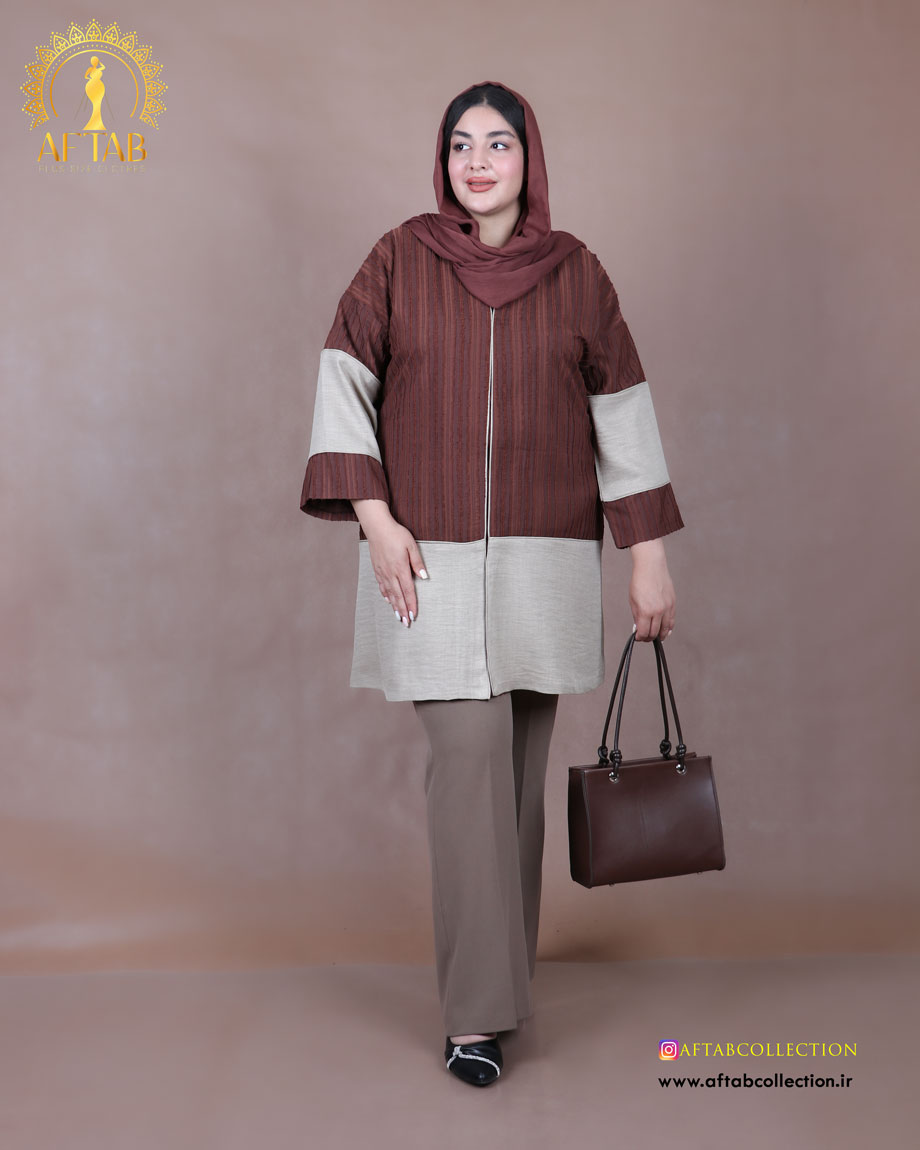 مانتو لوئیز ریش مغزی ترکیبی سایزبزرگ مانتو لوئیز ریش مغزی ترکیبی سایزبزرگ