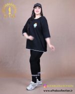 تیشرت بلند نوار دار چاپی سایزبزرگ