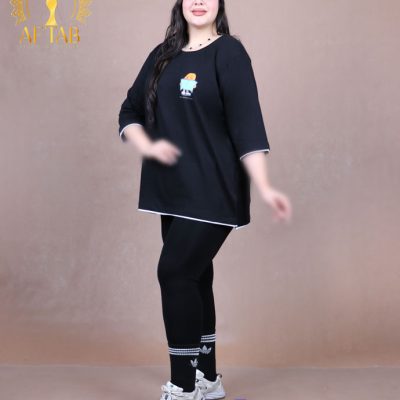 تیشرت بلند نوار دار چاپی سایزبزرگ