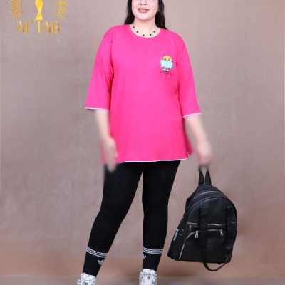 تیشرت بلند نوار دار چاپی سایزبزرگ