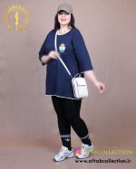 تیشرت بلند نوار دار چاپی سایزبزرگ
