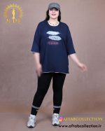 تیشرت بلند نوار دار چاپی سایزبزرگ