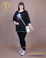 تیشرت بلند نوار دار چاپی سایزبزرگ