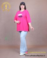 تیشرت بلند نوار دار چاپی سایزبزرگ